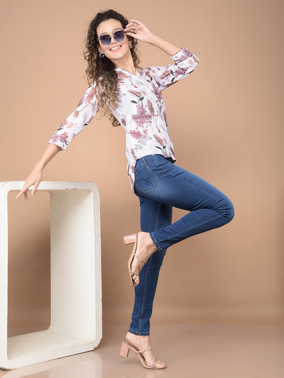 Blue Skinny High-Waist Jeans-Women Jeans-Crimsoune Club