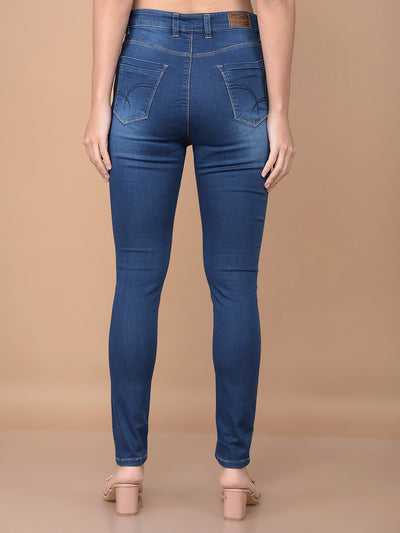 Blue Skinny High-Waist Jeans-Women Jeans-Crimsoune Club