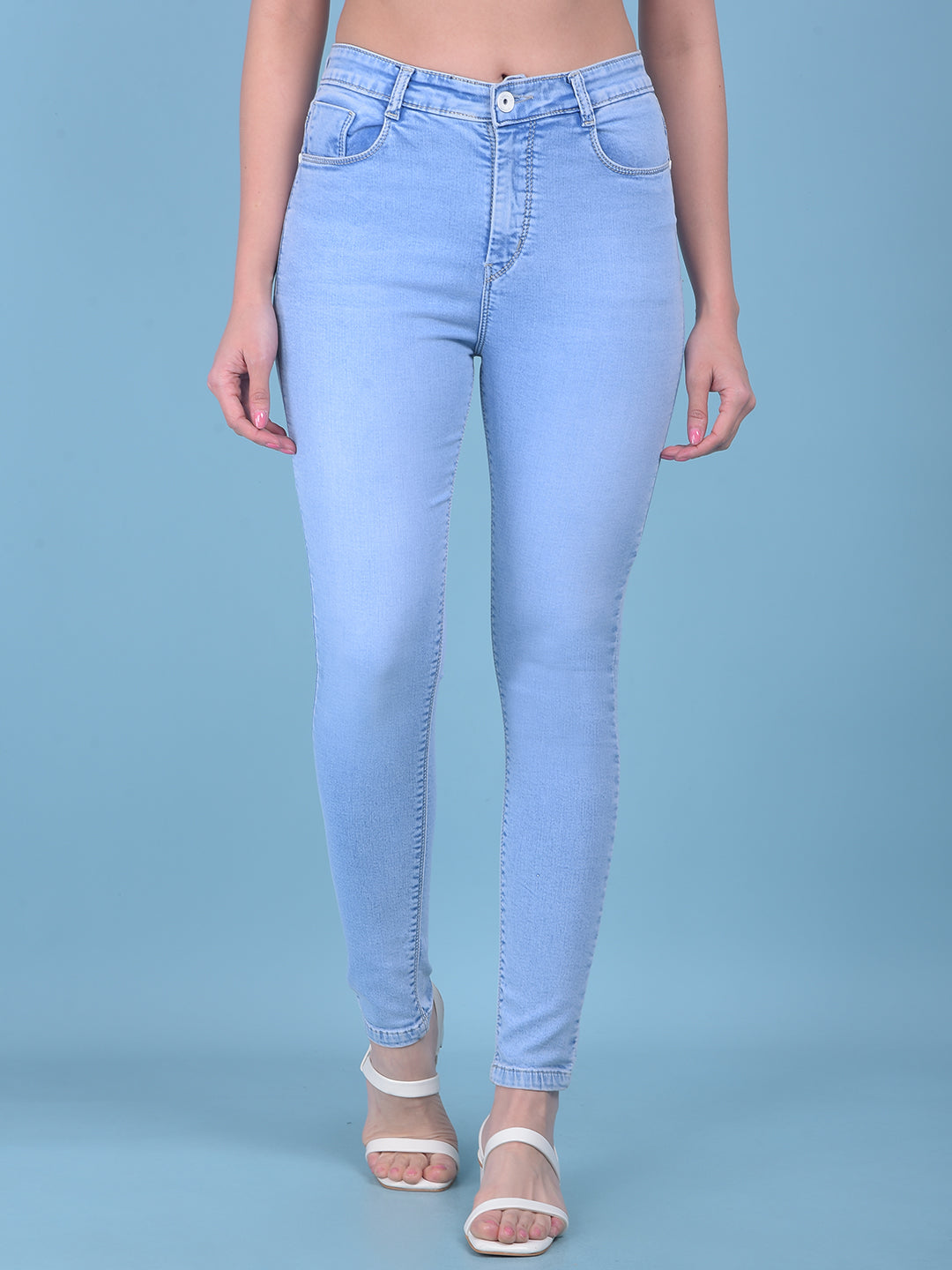 Blue Skinny Jeans-Women Jeans-Crimsoune Club