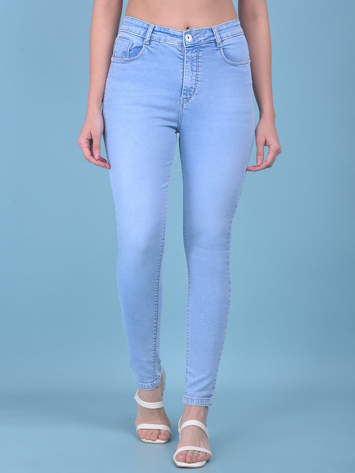 Blue Skinny Jeans-Women Jeans-Crimsoune Club