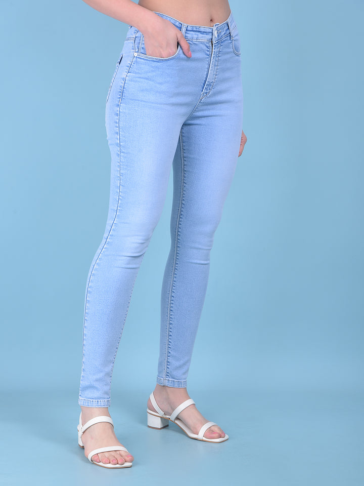 Blue Skinny Jeans-Women Jeans-Crimsoune Club
