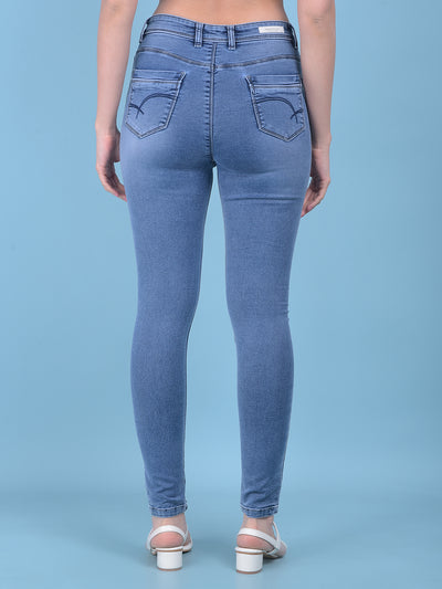 Blue Skinny High Waist Jeans-Women Jeans-Crimsoune Club