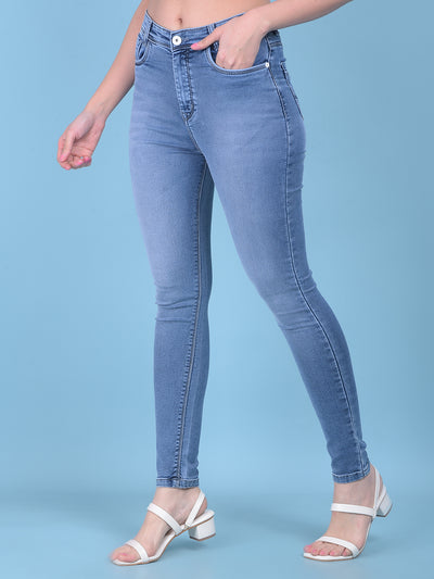 Blue Skinny High Waist Jeans-Women Jeans-Crimsoune Club