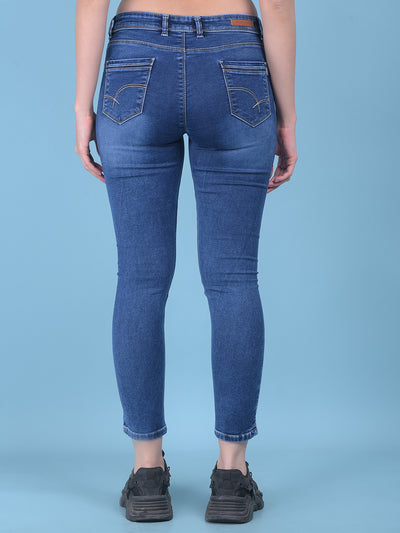 Navy Blue Skinny Jeans-Women Jeans-Crimsoune Club