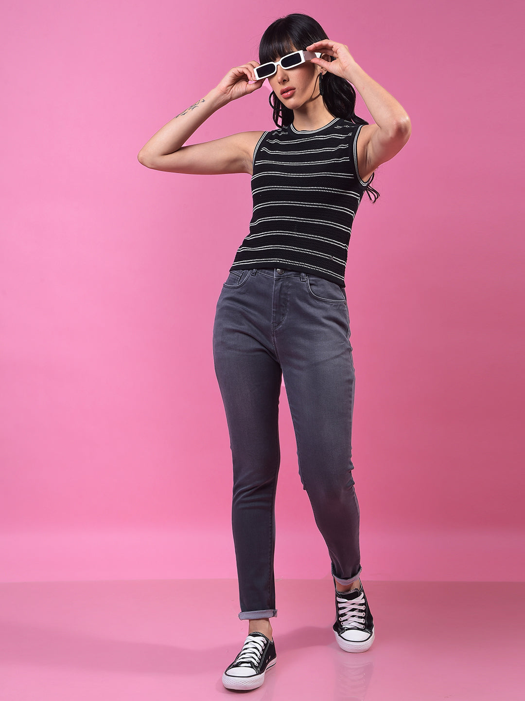 Grey Skinny Jeans-Women Jeans-Crimsoune Club
