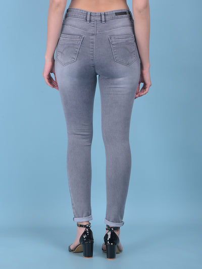 Grey Skinny Jeans-Women Jeans-Crimsoune Club