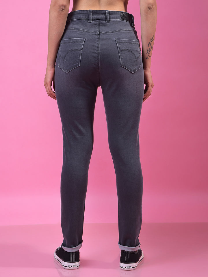 Grey Skinny Jeans-Women Jeans-Crimsoune Club