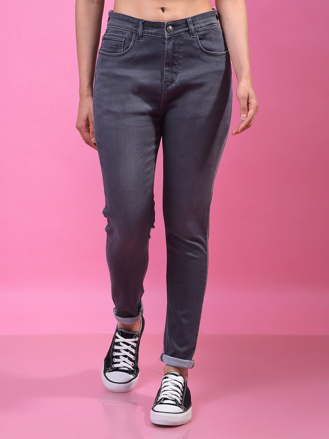 Grey Skinny Jeans-Women Jeans-Crimsoune Club