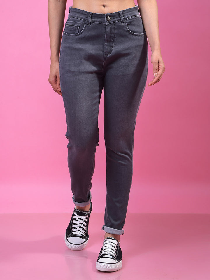 Grey Skinny Jeans-Women Jeans-Crimsoune Club