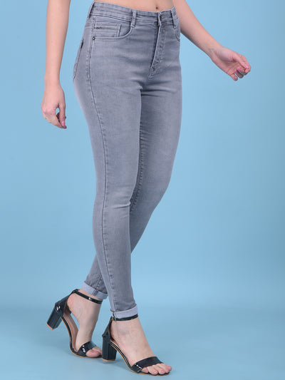 Grey Skinny Jeans-Women Jeans-Crimsoune Club