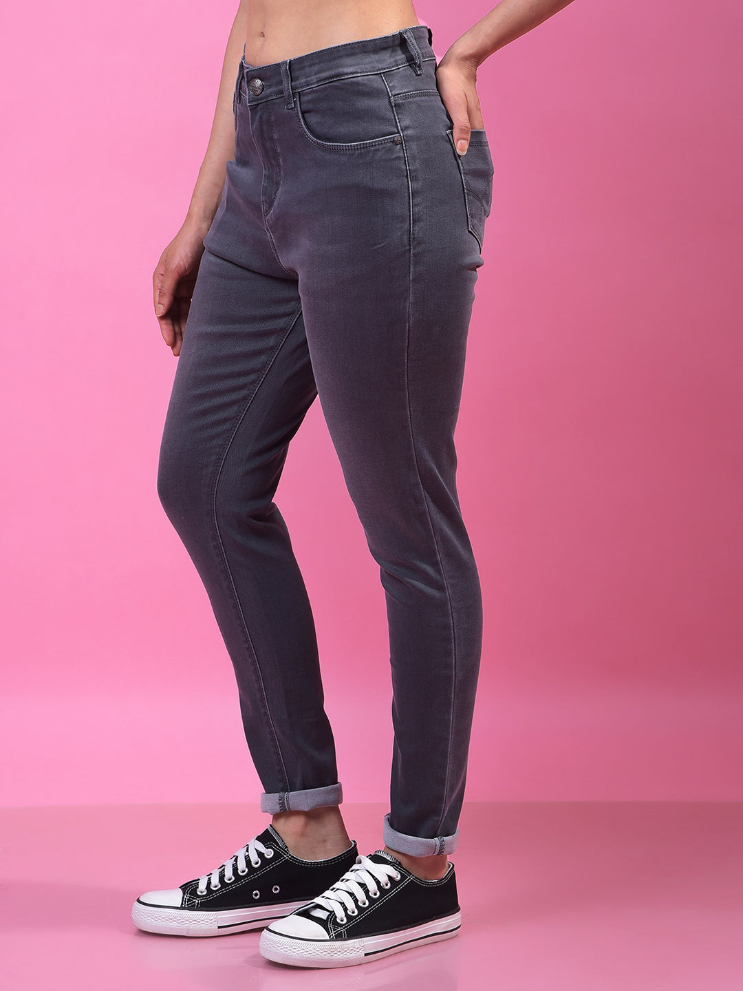 Grey Skinny Jeans-Women Jeans-Crimsoune Club