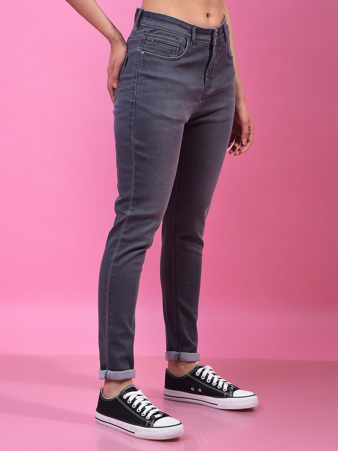 Grey Skinny Jeans-Women Jeans-Crimsoune Club