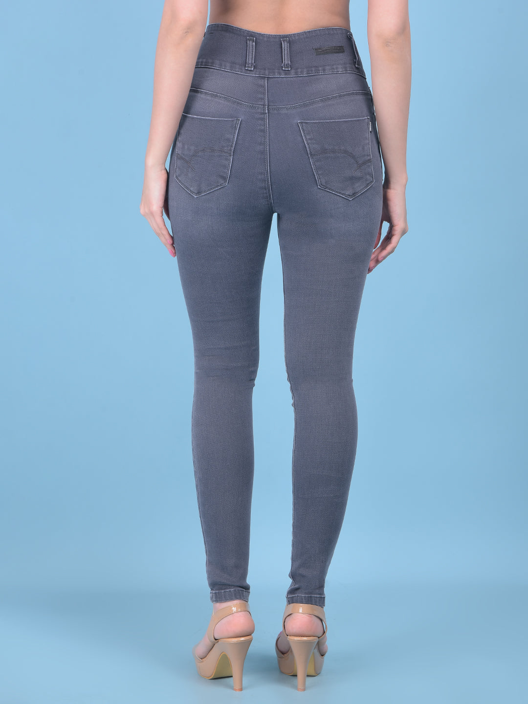 Grey High-Waist Jeans Jeans-Women Jeans-Crimsoune Club