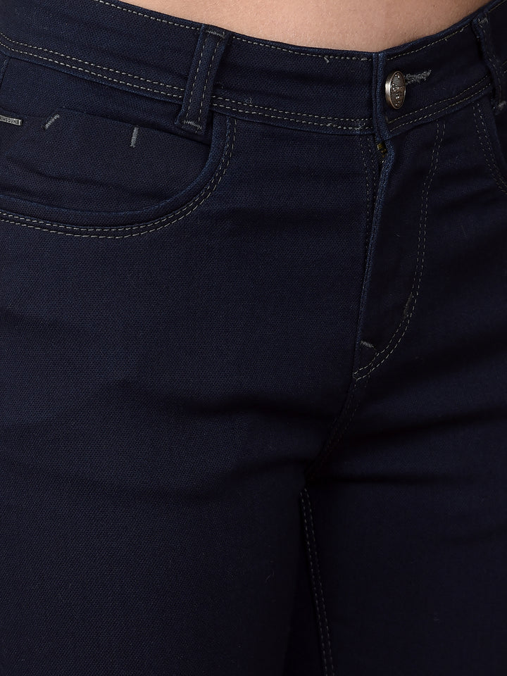 Navy Blue Skinny Jeans-Women Jeans-Crimsoune Club