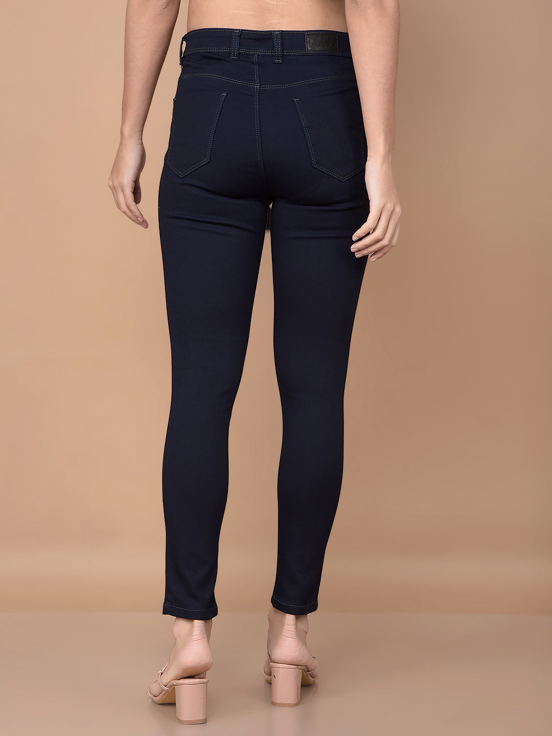 Navy Blue Skinny Jeans-Women Jeans-Crimsoune Club