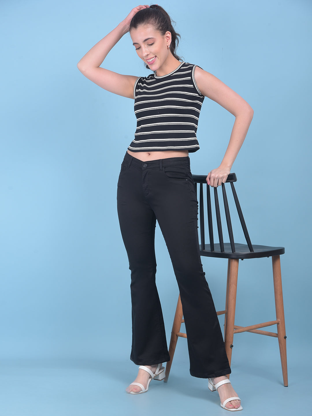 Black Bootcut Jeans-Women Jeans-Crimsoune Club