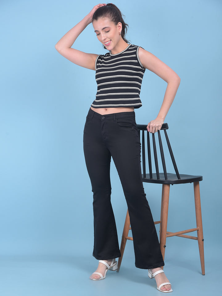 Black Bootcut Jeans-Women Jeans-Crimsoune Club