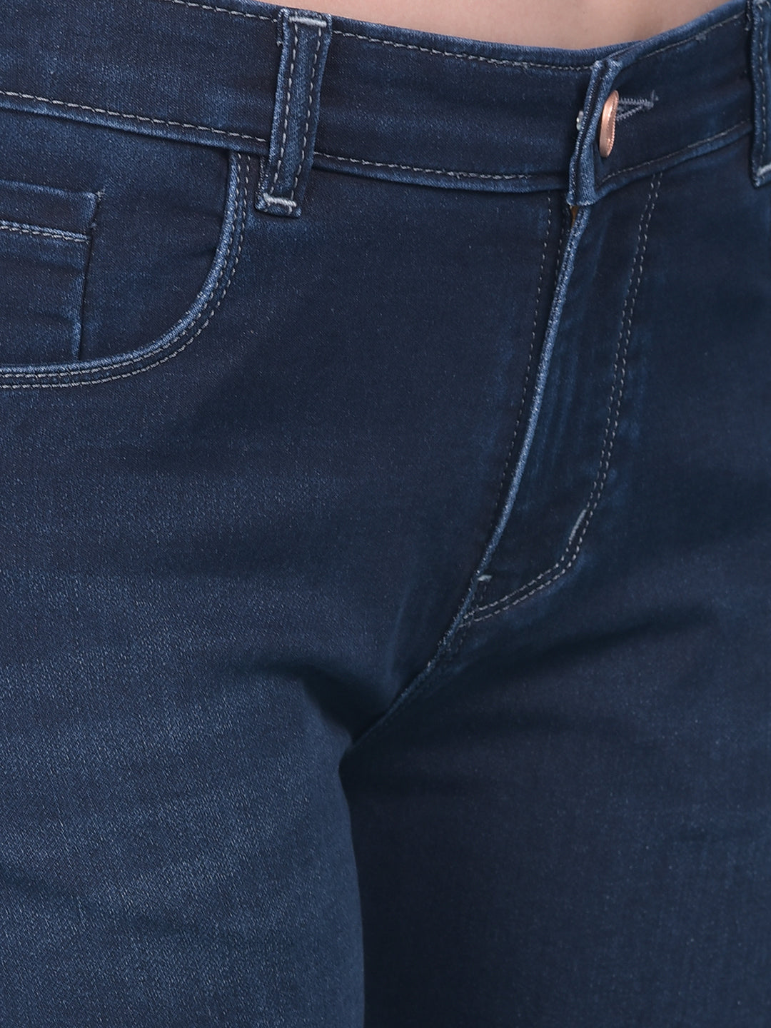 Navy Blue Bootcut Jeans-Women Jeans-Crimsoune Club