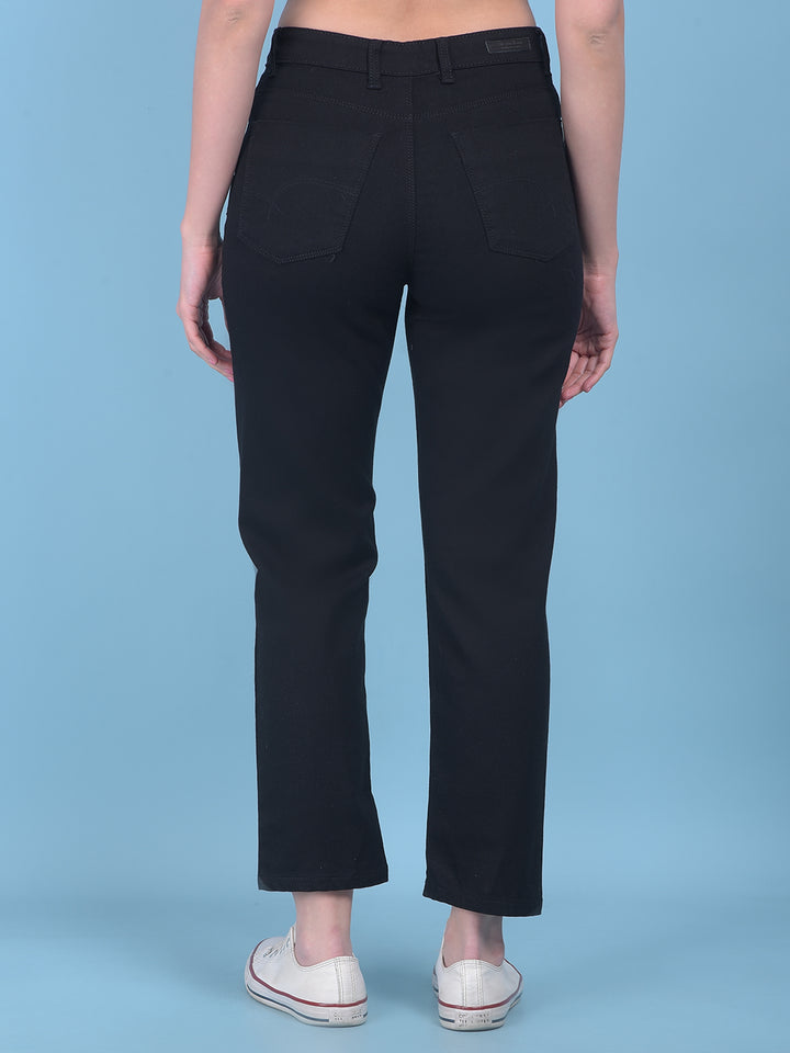 Black Straight Jeans-Women Jeans-Crimsoune Club