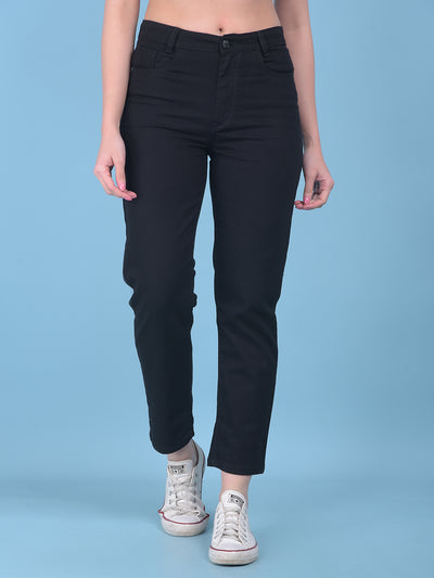 Black Straight Jeans-Women Jeans-Crimsoune Club