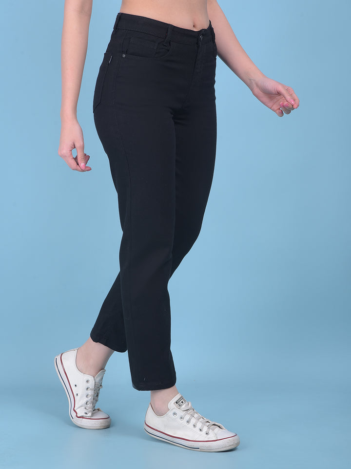 Black Straight Jeans-Women Jeans-Crimsoune Club