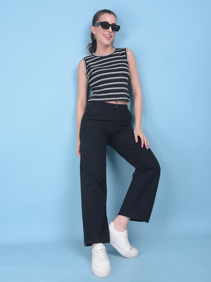 Black Cargo Jeans-Women Jeans-Crimsoune Club