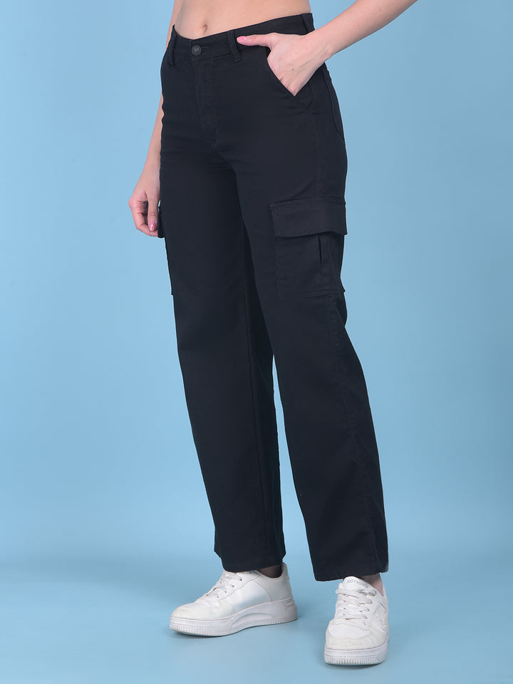 Black Cargo Jeans-Women Jeans-Crimsoune Club