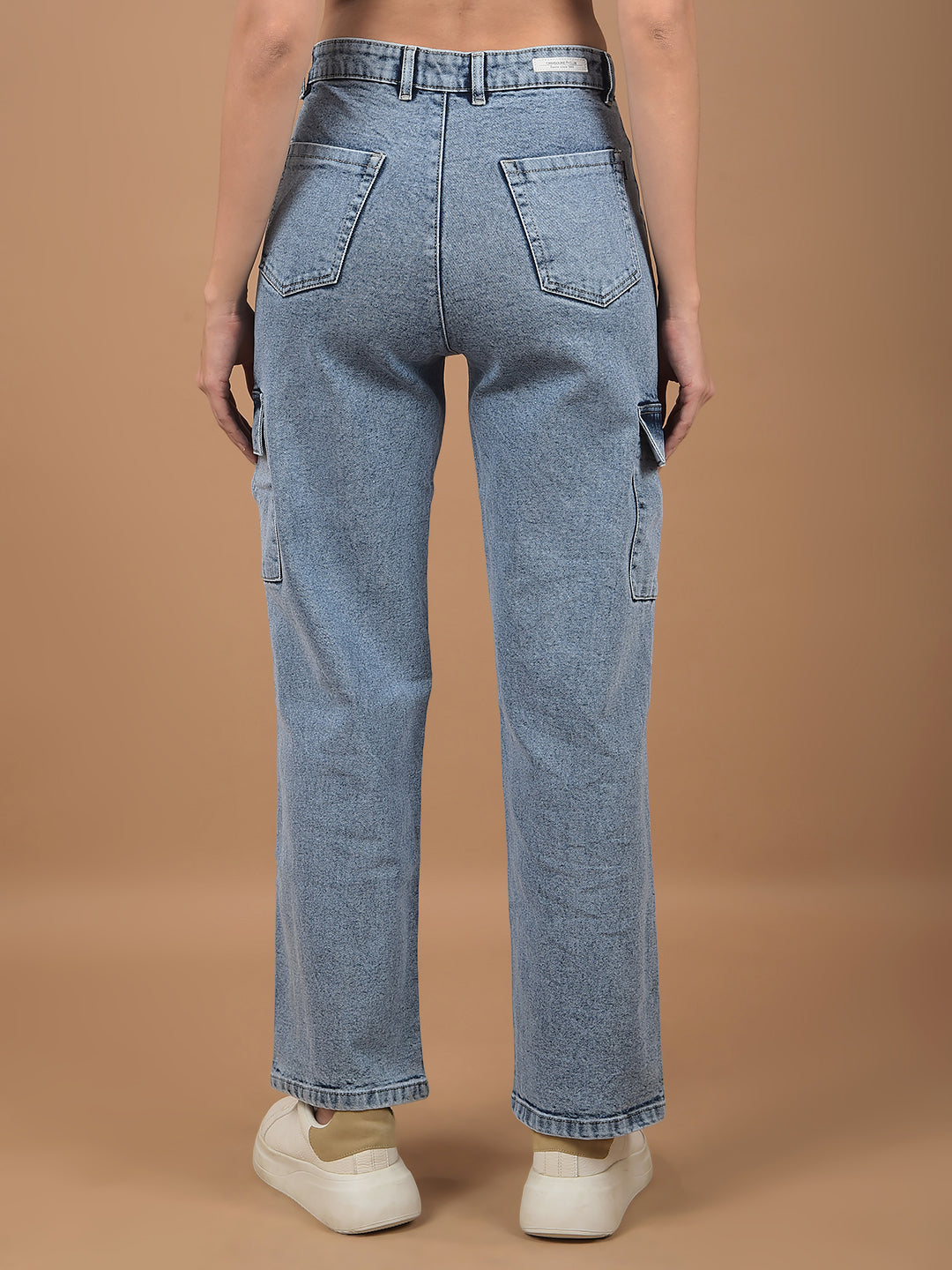 Blue Wide Leg Jeans-Women Jeans-Crimsoune Club