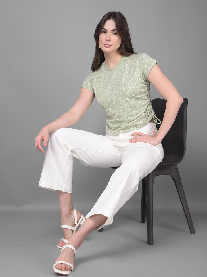 White Wide Leg Jeans-Women Jeans-Crimsoune Club