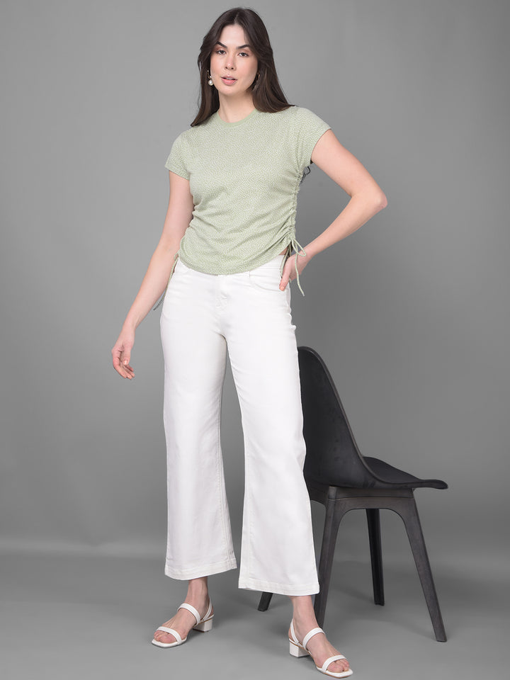 White Wide Leg Jeans-Women Jeans-Crimsoune Club