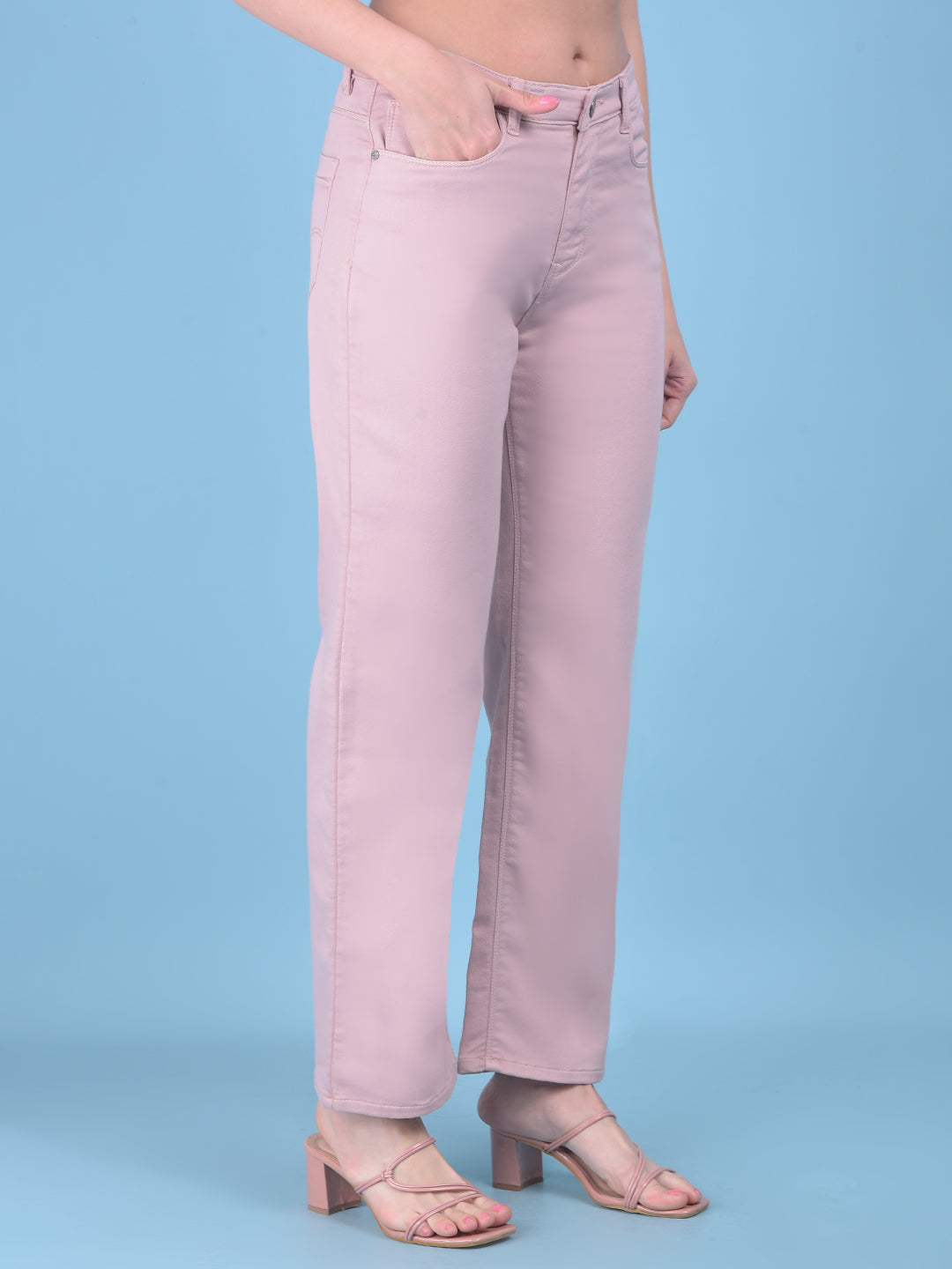 Peach Bootcut Jeans-Women Jeans-Crimsoune Club