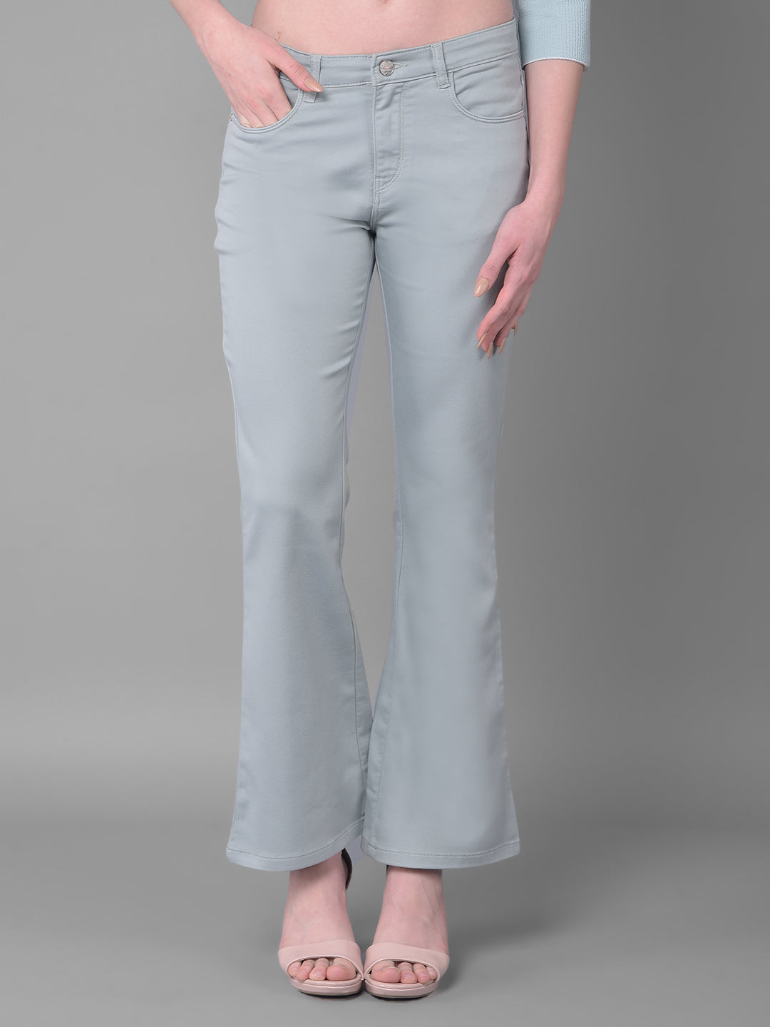 Green Bootcut Jeans-Women Jeans-Crimsoune Club