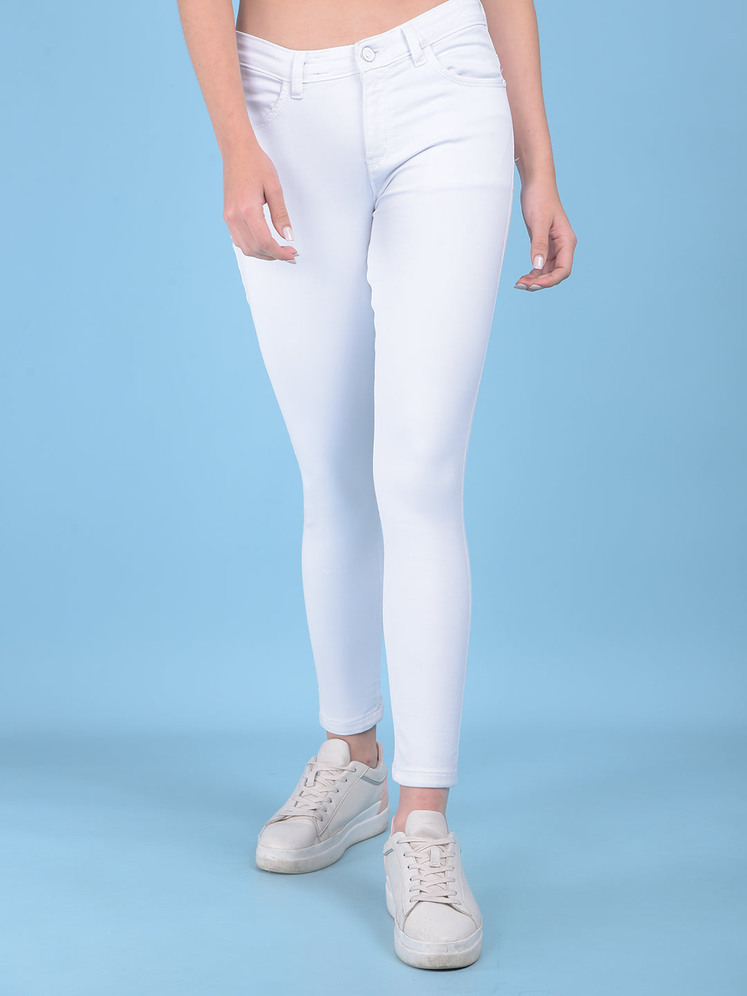 White Skinny Jeans-Women Jeans-Crimsoune Club