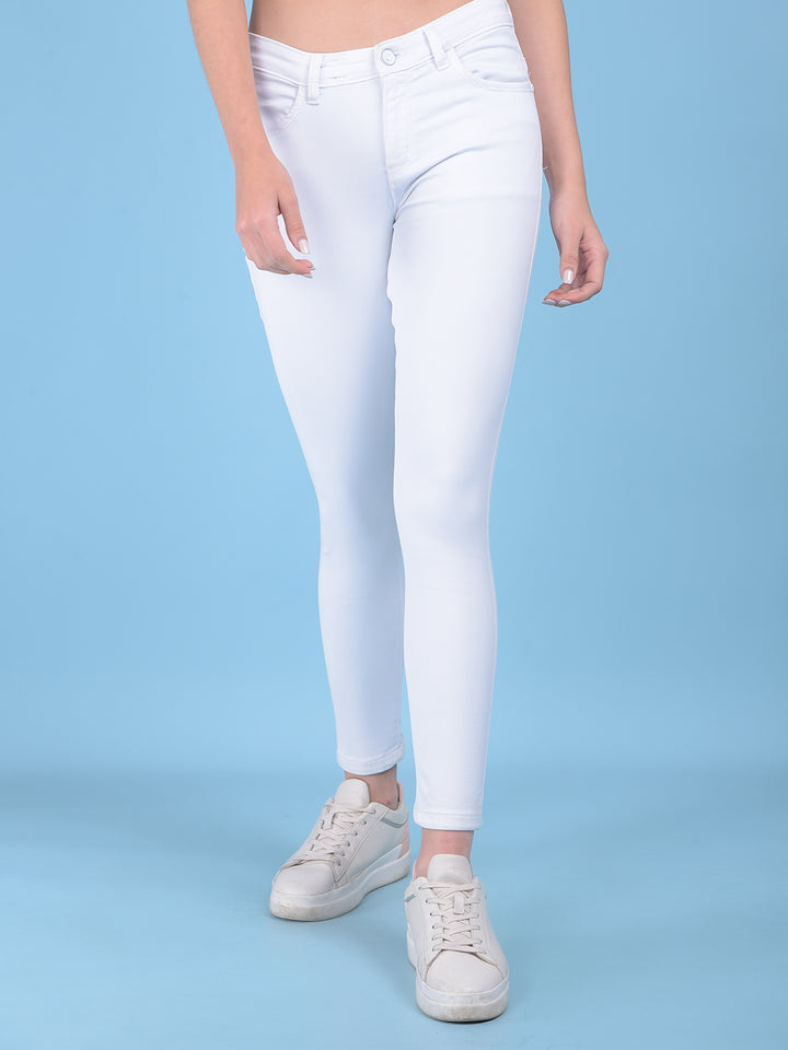 White Skinny Jeans-Women Jeans-Crimsoune Club