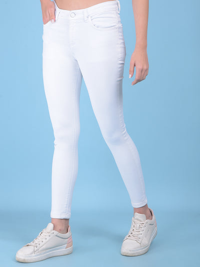White Skinny Jeans-Women Jeans-Crimsoune Club