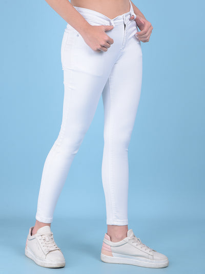 White Skinny Jeans-Women Jeans-Crimsoune Club