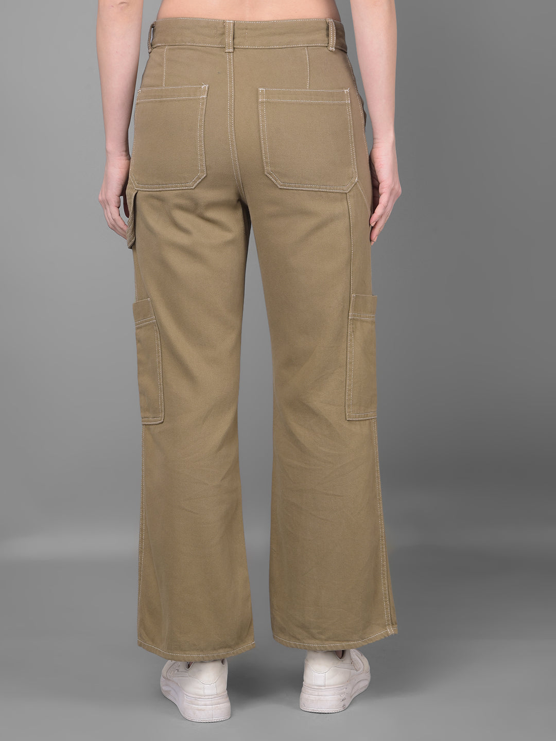 Brown Cargo Jeans-Women Jeans-Crimsoune Club