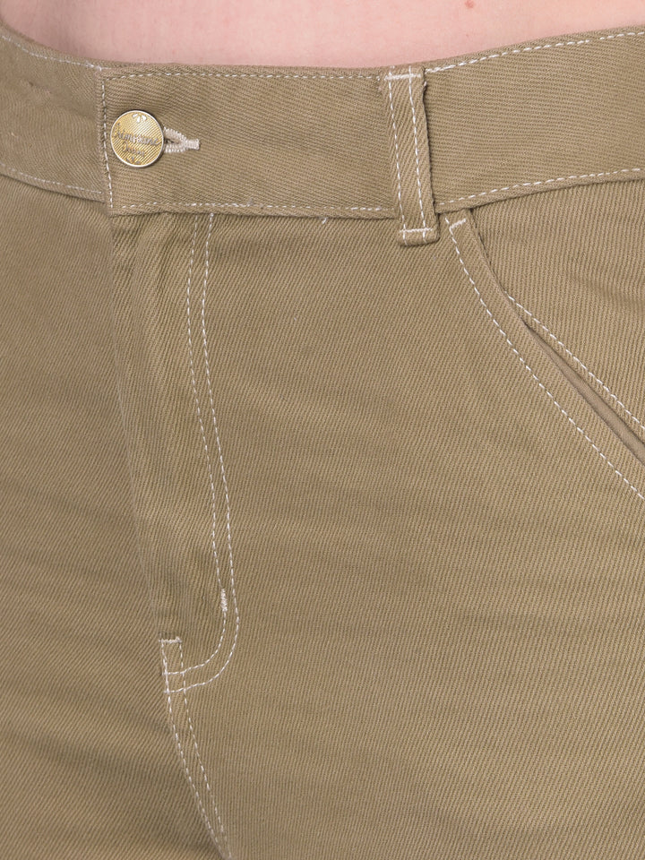 Brown Cargo Jeans-Women Jeans-Crimsoune Club