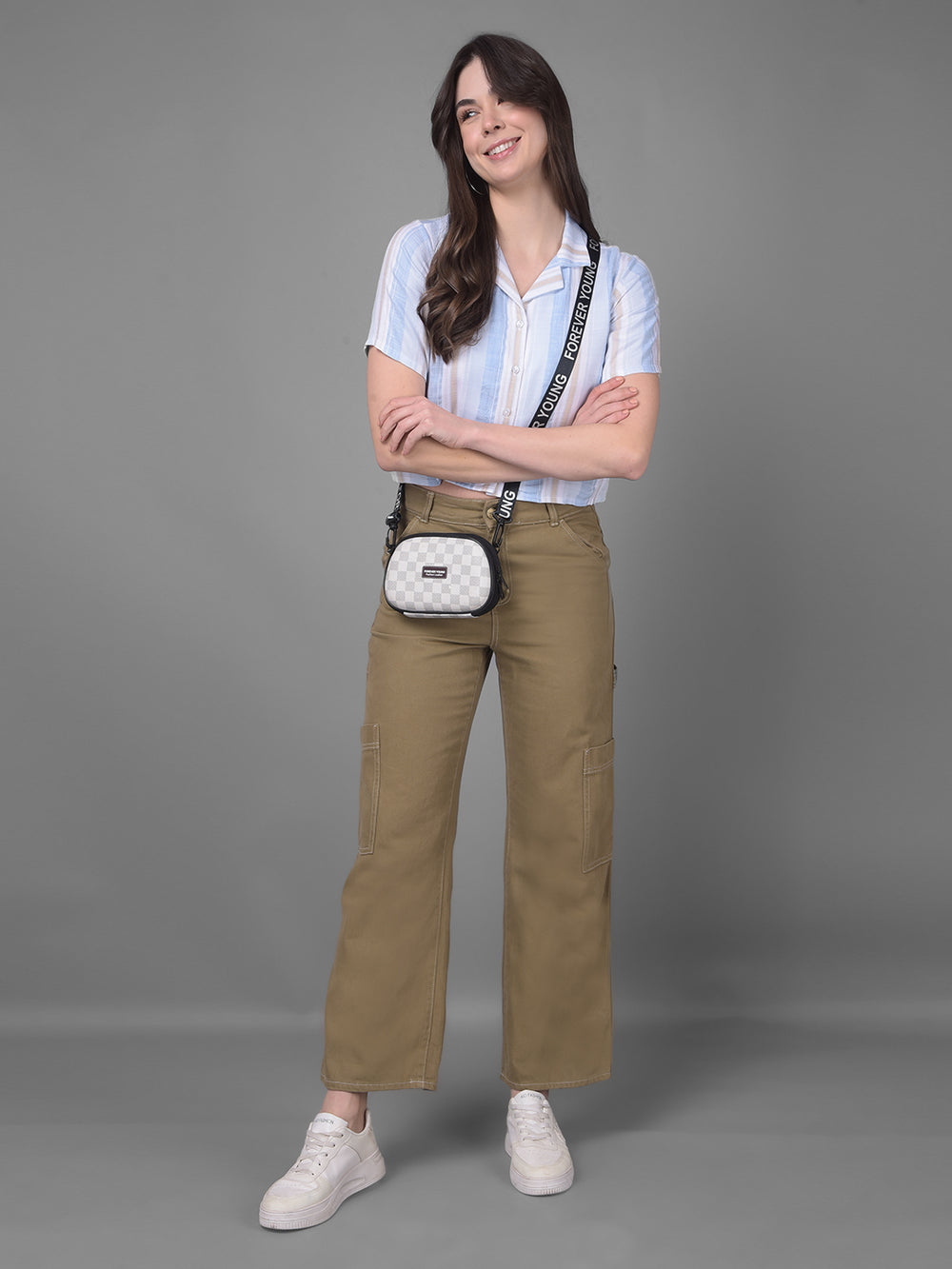 Brown Cargo Jeans-Women Jeans-Crimsoune Club