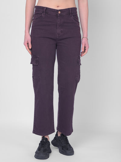 Purple Cargo Jeans-Women Jeans-Crimsoune Club