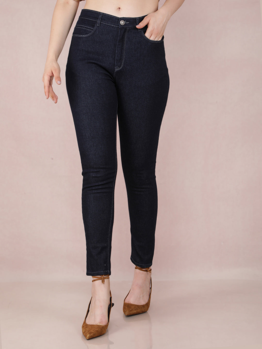 Navy Blue Skinny High Waist Jeans – Crimsoune Club