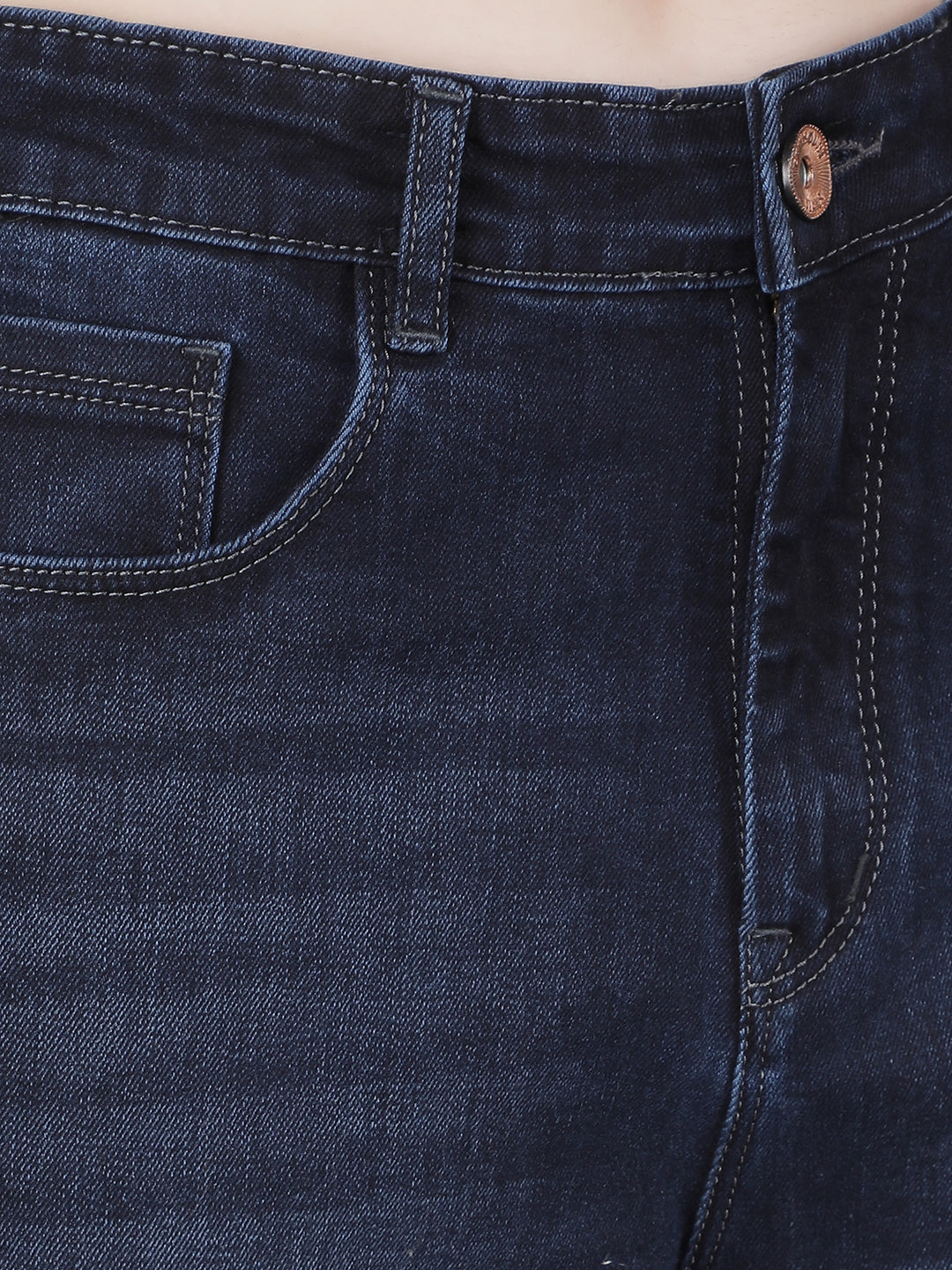 Navy Blue Straight Jeans-Women Jeans-Crimsoune Club