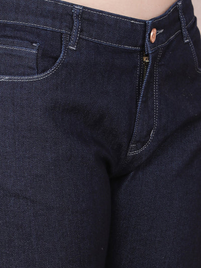 Navy Blue Bootcut Jeans-Women Jeans-Crimsoune Club