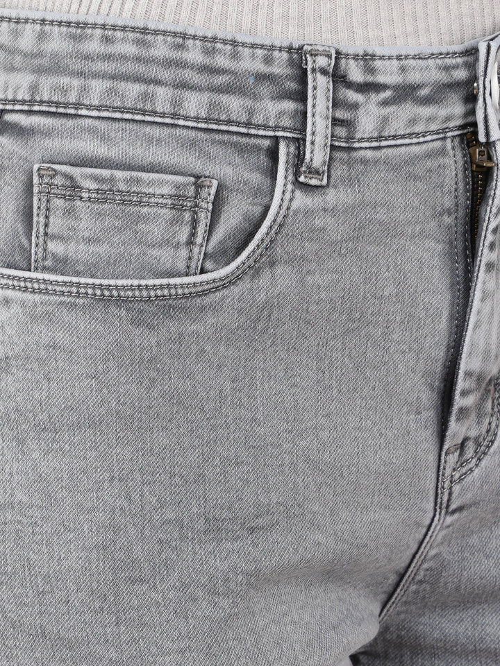 Grey Straight Jeans-Women Jeans-Crimsoune Club