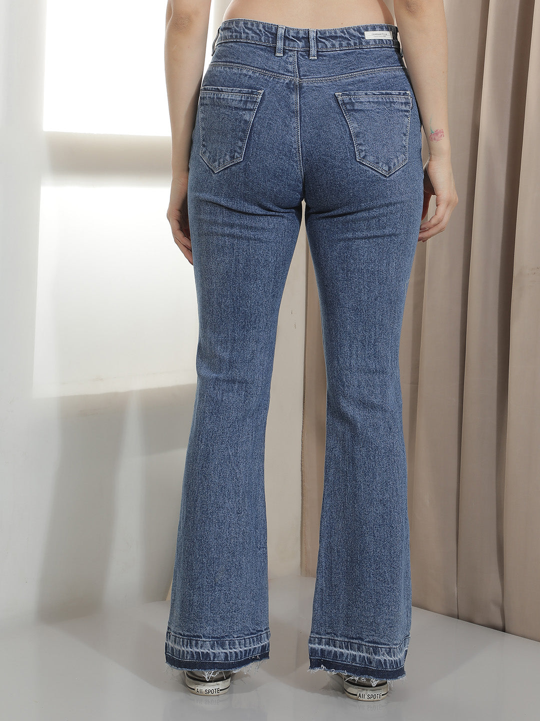 Blue Bootcut Jeans-Women Jeans-Crimsoune Club
