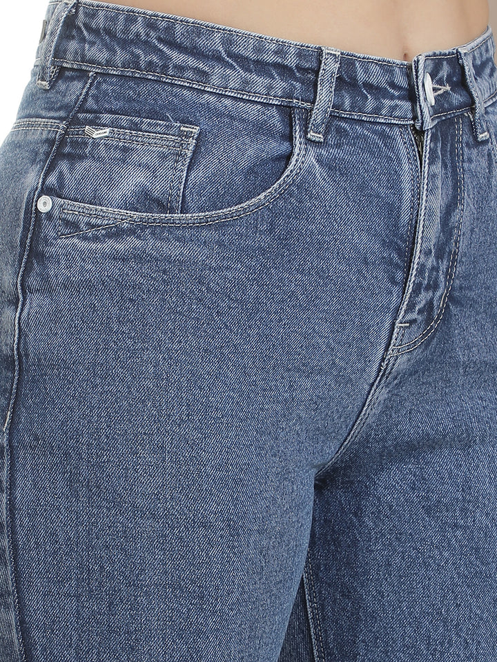 Blue Bootcut Jeans-Women Jeans-Crimsoune Club