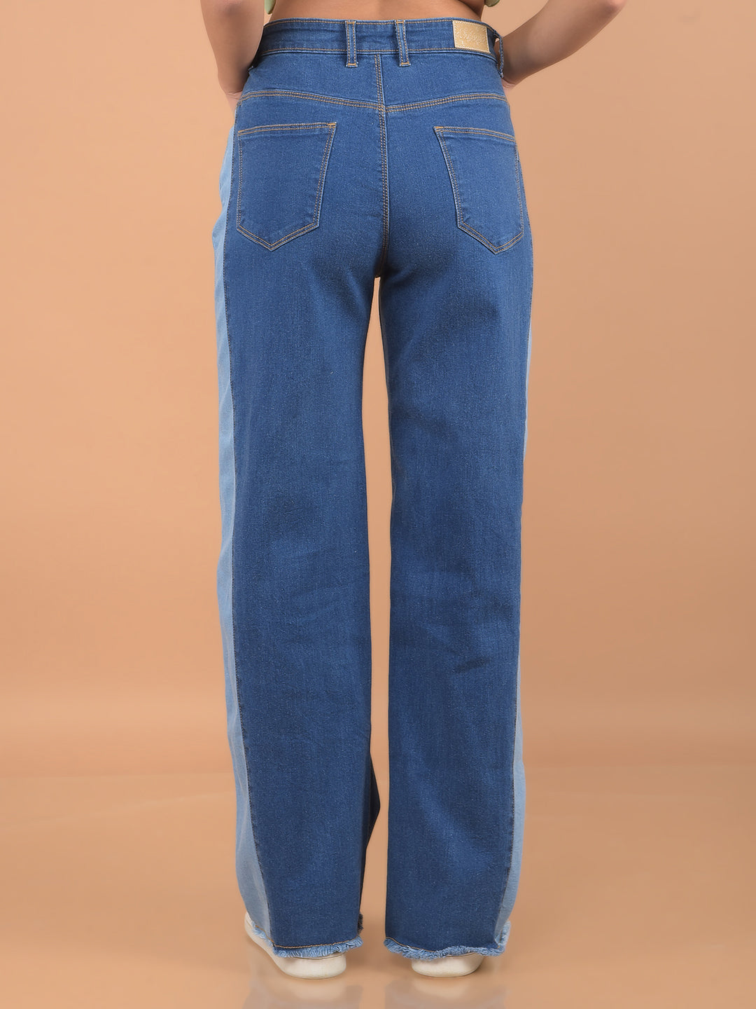 Blue Wide Leg Jeans-Women Jeans-Crimsoune Club