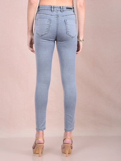 Blue Skinny High-Waist Jeans-Women Jeans-Crimsoune Club