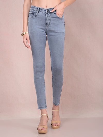 Blue Skinny High-Waist Jeans-Women Jeans-Crimsoune Club