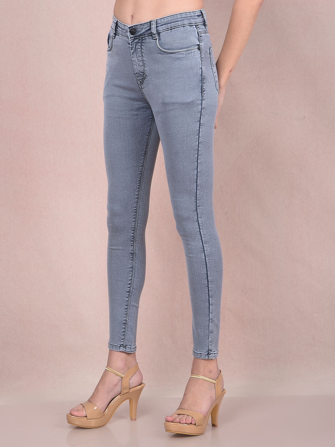 Blue Skinny High-Waist Jeans-Women Jeans-Crimsoune Club
